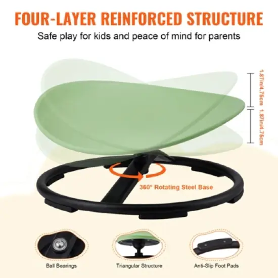 VEVOR Kids Swivel Chair, 220 LBS Capacity, Sensory Spinning Chair, Autistic Kids Sensory Toy Chair with Non-Slip Metal Base,  Green image {4}