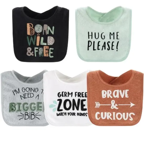 The Peanutshell Dino Boy 10-Pack Terry Bibs in Blue, Green and Black image {2}