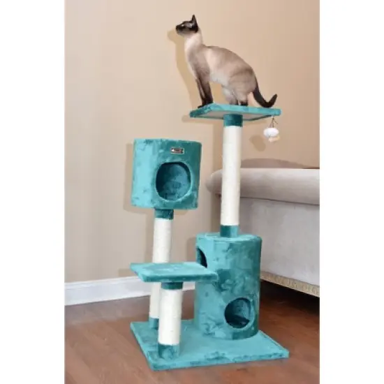 Armarkat Real Wood Cat Tree Condo House With 2 Private Condos 43" Green A4301 image {1}
