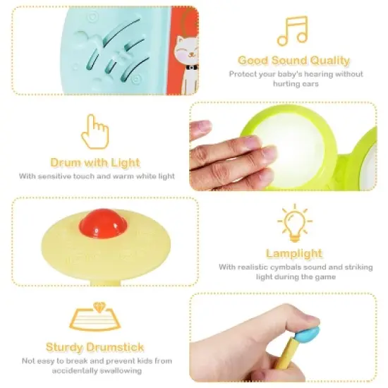 Costway 3 in 1 Musical Instruments Electronic Piano Xylophone Drum Set Learning Toys image {9}