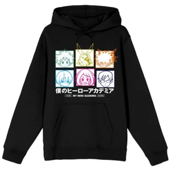 My Hero Academia Icon Characters Long Sleeve Men's Black Hooded Sweatshirt image {5}