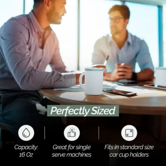 Copco Iconic 16oz Double Wall Insulated Desk Mug with Lid & Handle, Set of 2, BPA-Free Reusable Plastic, Spill-Proof - (Grey) image {6}