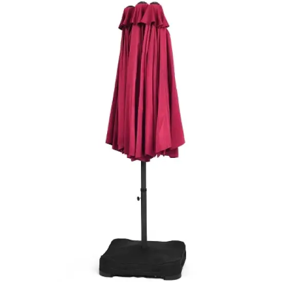 Tangkula 15Ft Outdoor Double-Sided Patio Umbrella with Base image {3}
