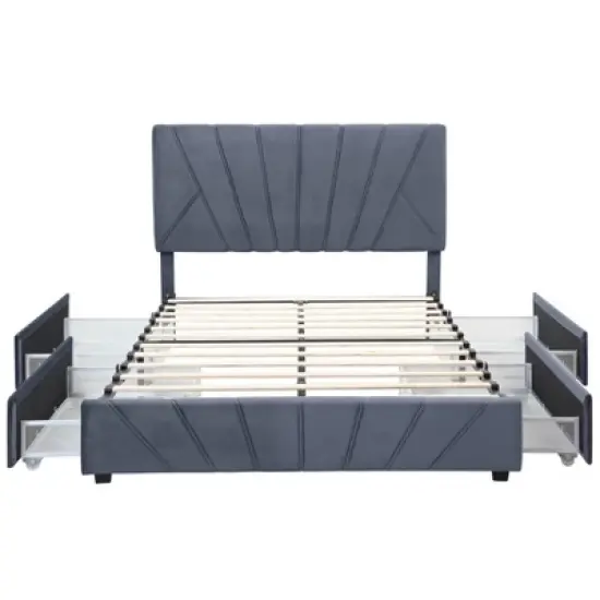 Laporte Upholstered Bed with 4 Side Drawers - miBasics image {6}