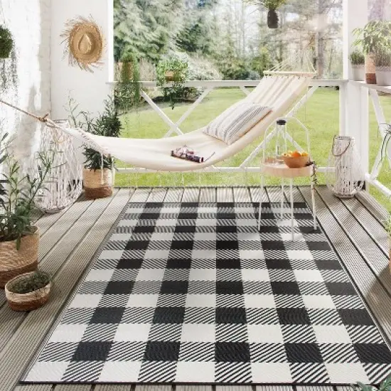World Rug Gallery Buffalo Plaid Reversible Plastic Outdoor Rugs image {7}