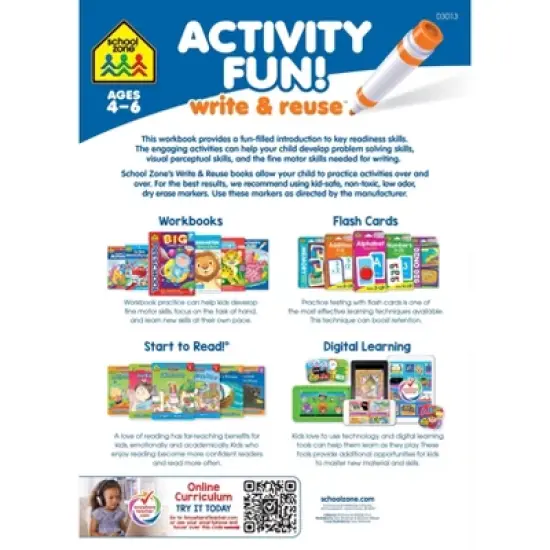 School Zone Activity Fun! Write & Reuse Workbook - (Paperback) image {1}