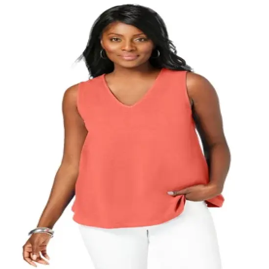 Jessica London Women&rsquo;s Plus Size Stretch Cotton V-Neck Tank image {7}