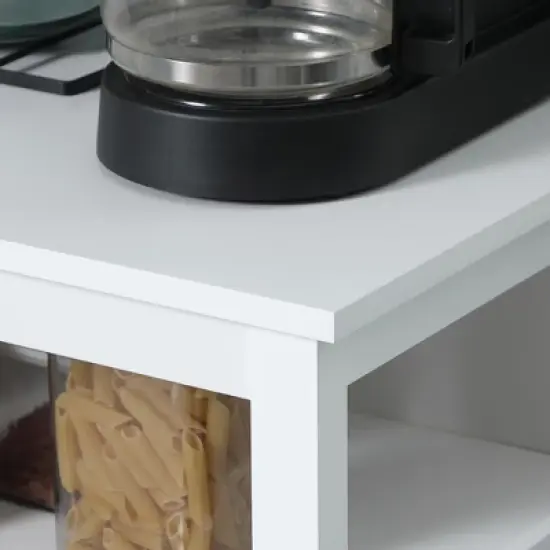 HOMCOM Kitchen Sideboard, Storage Buffet Cabinet with Open Shelf, Glass Door Cabinet and Adjustable Shelf for Living Room, White image {5}