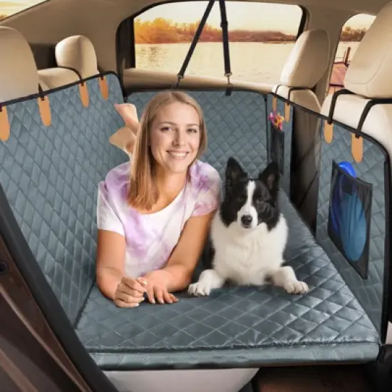 JOEJOY Back Seat Extender for Large Dogs - Hard Bottom Supports 330 lb, Oxford Waterproof Nonslip Dog Car Seat Cover image {7}