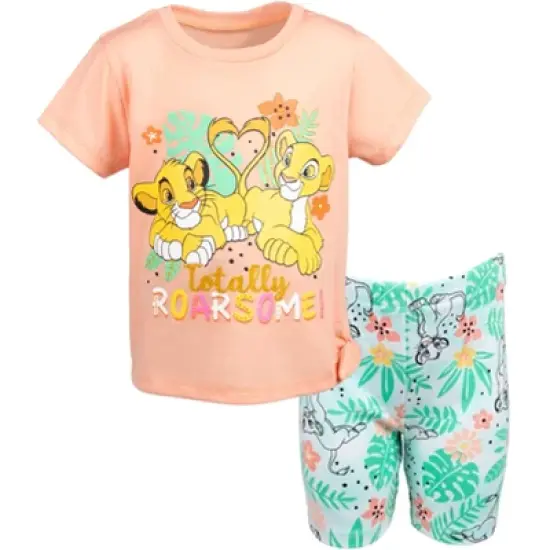 Disney Lion King Toy Story Moana Simba Nala Jessie Woody Girls T-Shirt & Bike Shorts Outfit Set Infant to Little Kid image {10}