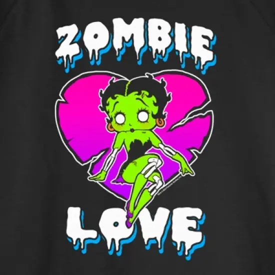 Junior's Betty Boop Halloween Green Zombie Love Sweatshirt image {1}