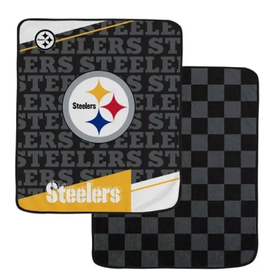 NFL Pittsburgh Steelers Diagonal Ghost Checker Double Sided Ultra Cozy Blanket image {3}