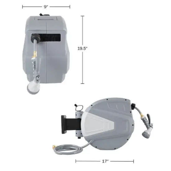 Retractable Hose - 100 FT Garden Hose with 9 Nozzle Patterns - Hose Reel Wall Mount with 180-Degree Swivel Bracket and Auto-Rewind by Pure Garden image {6}