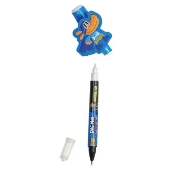 Dog Man Themed Invisible Ink Pens (4 Pack) - Secret Messages & Fun Designs! Blue Ink, Decoder Light image {3}