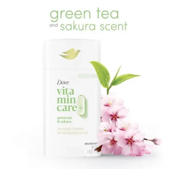 Dove Beauty VitaminCare+ Aluminum-Free Deodorant Stick with Niacinamide - Green Tea and Sakura - 2.6oz image {6}