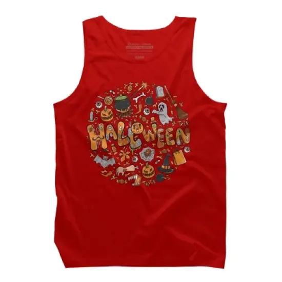 Men's Design By Humans happy halloween greeting holiday illustration By ghinan Tank Top image {4}