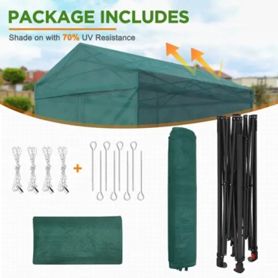 EAGLE PEAK 8x6 Walk in Shade Cloth Cover Greenhouse with Mesh Cover, Roll up Doors, Green image {6}