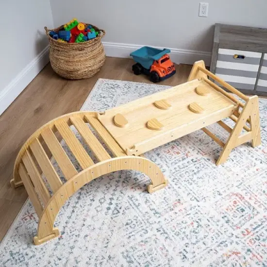 Avenlur Maple Baby Pikler - Wood Small Triangle Climbing Set with Ladder Slide and Rocker image {4}