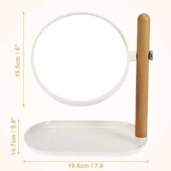 Unique Bargains Home Vanity Rotatable 1X/3X  Magnifying Cosmetic Mirror with Storage Tray image {3}