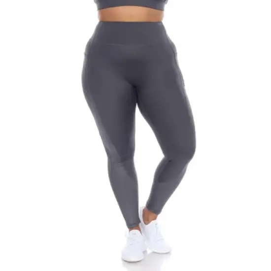 Plus Size High-Waist Mesh Fitness Leggings - White Mark image {7}