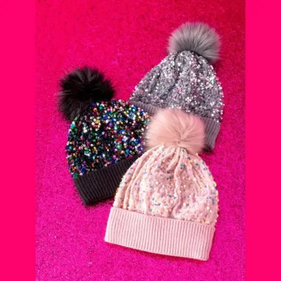 Shiraleah Pink Sequin Beanie image {1}