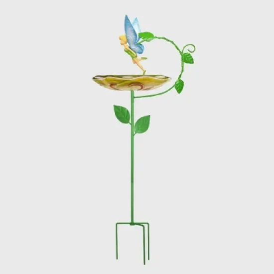 Disney 28" Tinker Bell Metal/Resin Birdbath Stake: Freestanding, Weather-Resistant Garden Decor image {5}
