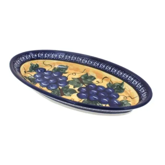 Blue Rose Polish Pottery 1103 Zaklady Small Oval Platter image {5}