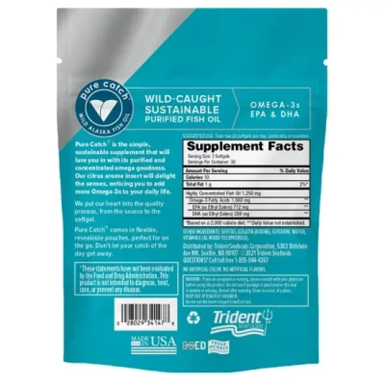 Trident Pure Catch Wild Alaska Omega-3 Triple Strength Softgels - 60ct image {3}