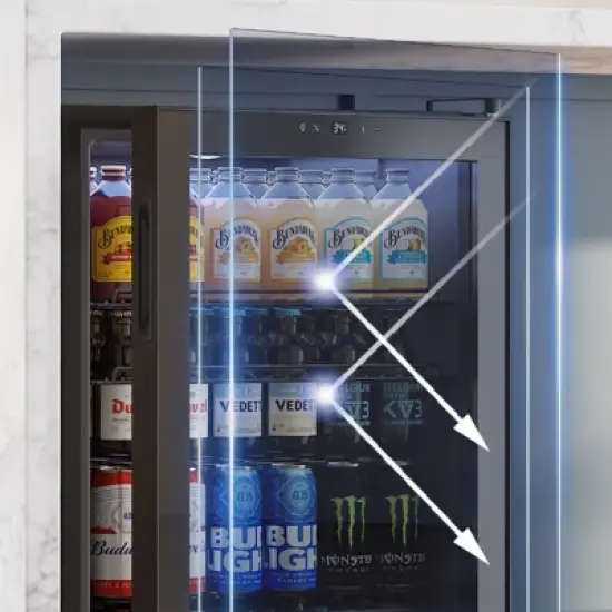 Yeego 141 Cans Beverage Cooler, Freestanding Beverage Refrigerator with Glass Door, Adjustable Shelving image {7}