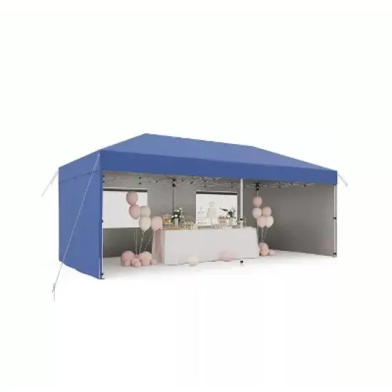 10'x 20' Pop up Canopy Tent, Easy to Set Up and Take Down, Portable Tent with 4Pcs Sidewalls, 12 Stakes & 6 Sandbags for Backyard Wedding Party,Black image {7}