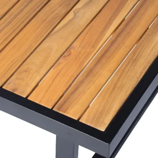 Christopher Knight Home Faye Patio Acacia and Metal Upholstered Seating Set with Slat Design image {9}