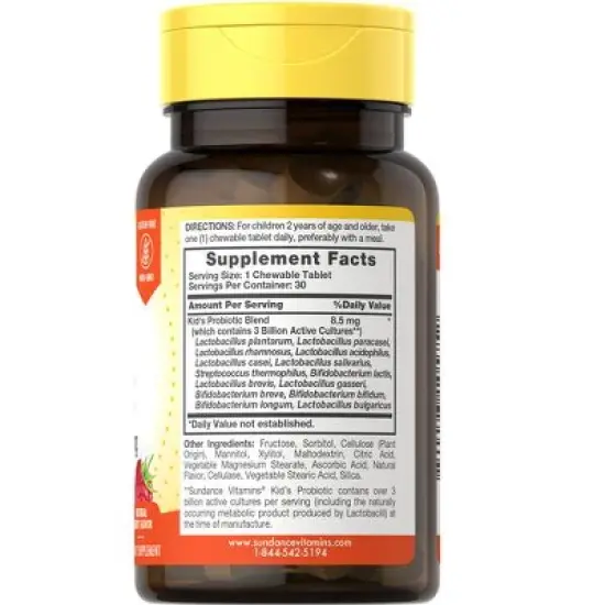 Sundance Vitamins Kid's Probiotic Chewable Tablets Natural Berry Flavor 30 Count image {1}