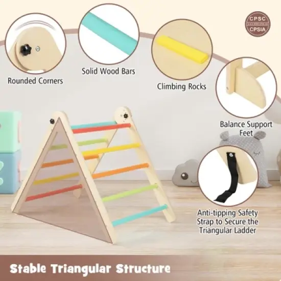 Costway 7-in-1 Toddler Climbing Toy Set with Reversible Ramp Convertible Step Stool Multi-colored/Natural image {9}