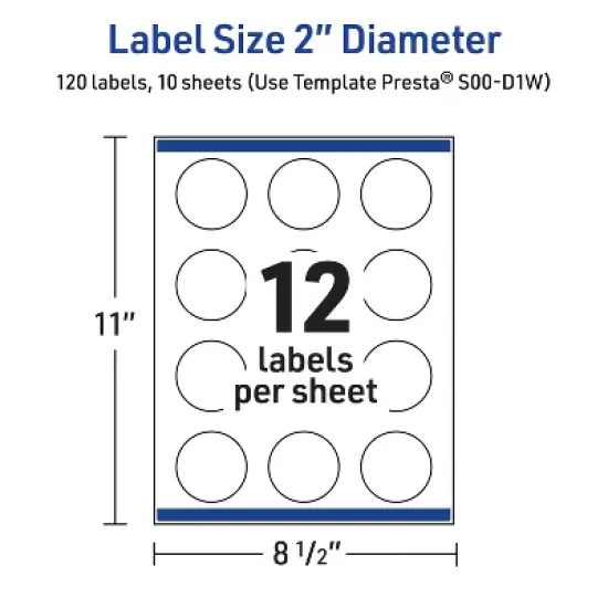 Avery&reg; Labels, 2" Diameter, Gold Dots Edge, Glossy White, 120ct image {4}