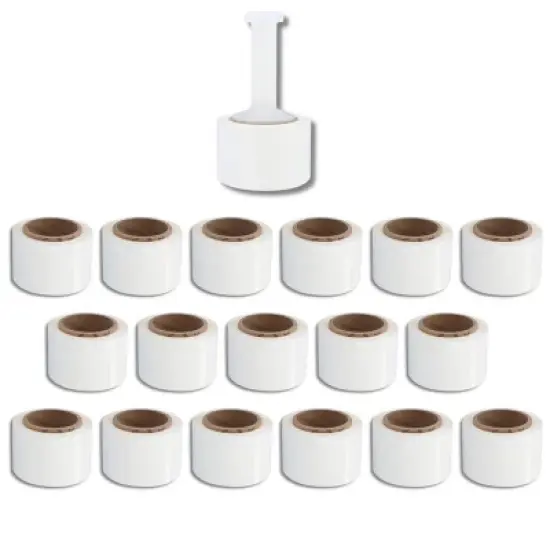 PSBM 18 Rolls White 3" x 1000 Ft x 80 Ga Pallet Wrap Stretch Film with Free Dispenser image {2}