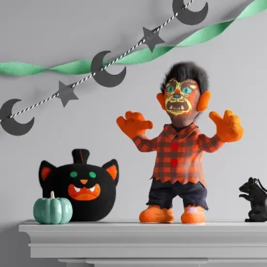 10" Animated Plush Werewolf Halloween Decorative Prop Orange - Hyde and EEK! Boutique&trade; image {1}