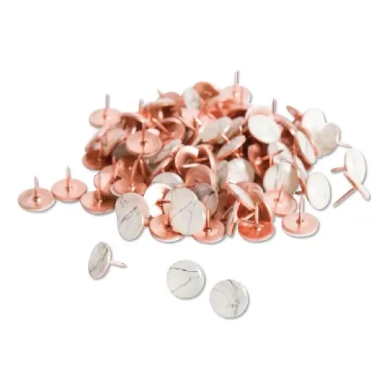 U Brands Fashion Metal Thumbtacks Metal Marble/Rose Gold 3/8" 100/Pack 3090U06-24 image {3}