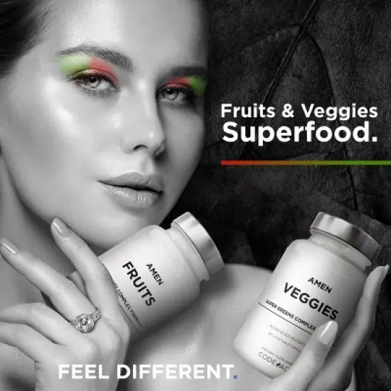 Amen Fruits + Veggies Vitamins Bundle, Raw Whole Fruits & Greens Vegetables Multivitamin - 180ct image {3}