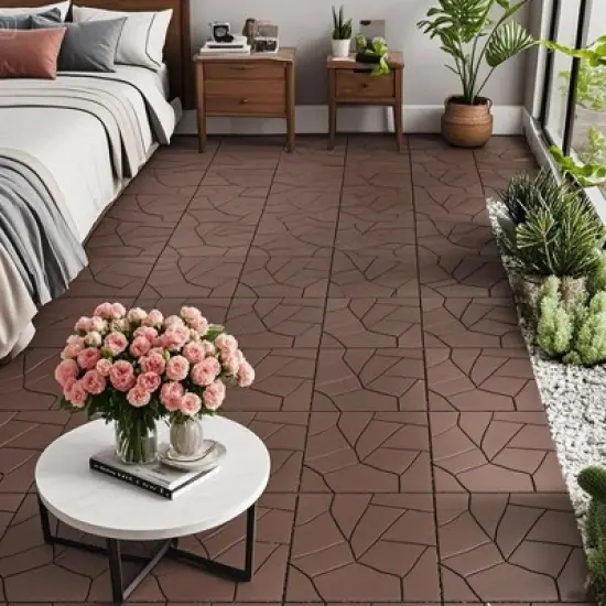 Stone Style 12" Patio Deck Tiles, DIY Module Interlocking Decking Tiles Floor Tile  Outdoor and Indoor image {5}