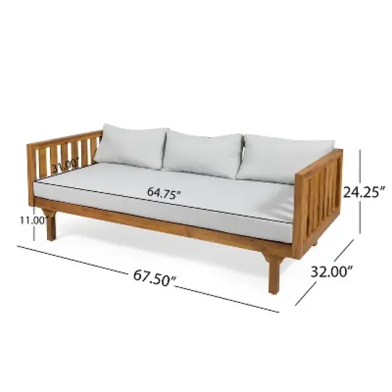 FIONECA Claremont 3-Seater Patio Daybed with Cushions and Acacia Wood Coffee Table, Outdoor Furniture Set image {2}