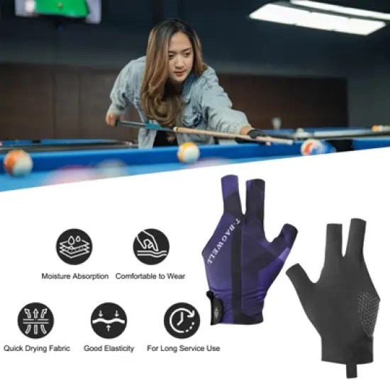 Unique Bargains Polyester Breathable Smooth Touch 3 Fingers Pool Gloves image {3}