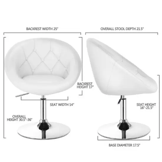Tangkula Modern Swivel Bar Stools Height Adjustable Round Tufted Back Accent Chair Black/White image {3}