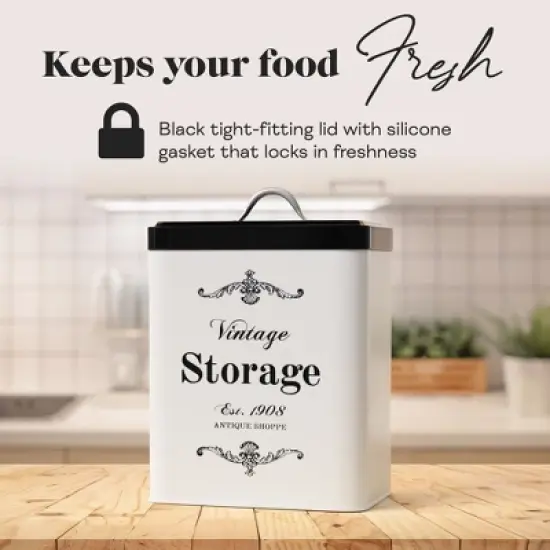 Amici Home Antique Shoppe Large Rectangular Canister - 208 Oz Aluminum Food Storage with Airtight Silicone Gasket & Handle Lid, BPA Free image {3}