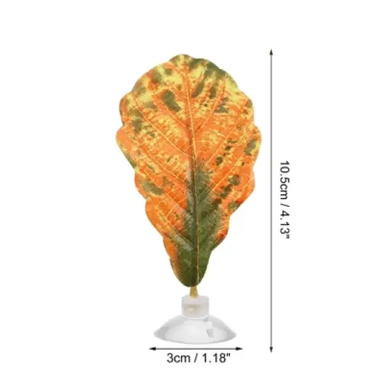 Unique Bargains Betta Fish Leaf Pad Hammock Plants for Fish Tank Green Red 4.13"x2.36" image {3}