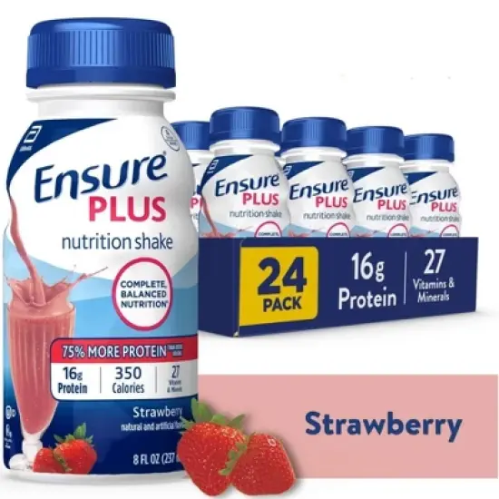 Ensure Plus Nutritional Shake, Strawberry, 8 oz, Case of 24 image {7}