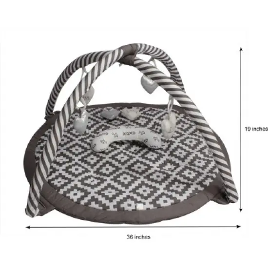 Bacati - Baby Activity Gyms & Playmats (Aztec Love Grey/Silver) image {5}