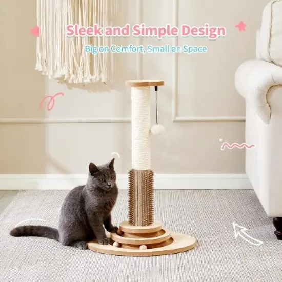 QuestaPack Cat Scratching Post, 23" Tall Sisal Cat Scratcher Post with Cat Self Groomer image {6}