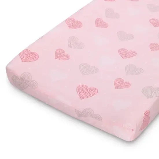 The Peanutshell  Changing Pad Covers - Pink and Gray Elephants/Pink Hearts 2pk image {2}