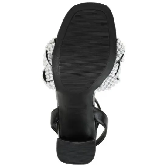 Journee Collection Womens Dua Tru Comfort Foam Pearl Accents Block Heel Sandals image {4}