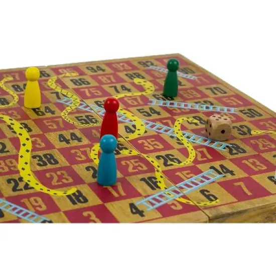 Professor Puzzle USA, Inc. Snakes and Ladders | Classic Wooden Family Board Game image {3}